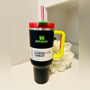 Black Neon Yellow Pink Green Stanley 40 Ounce Quencher H2.0 Tumbler Cup New!